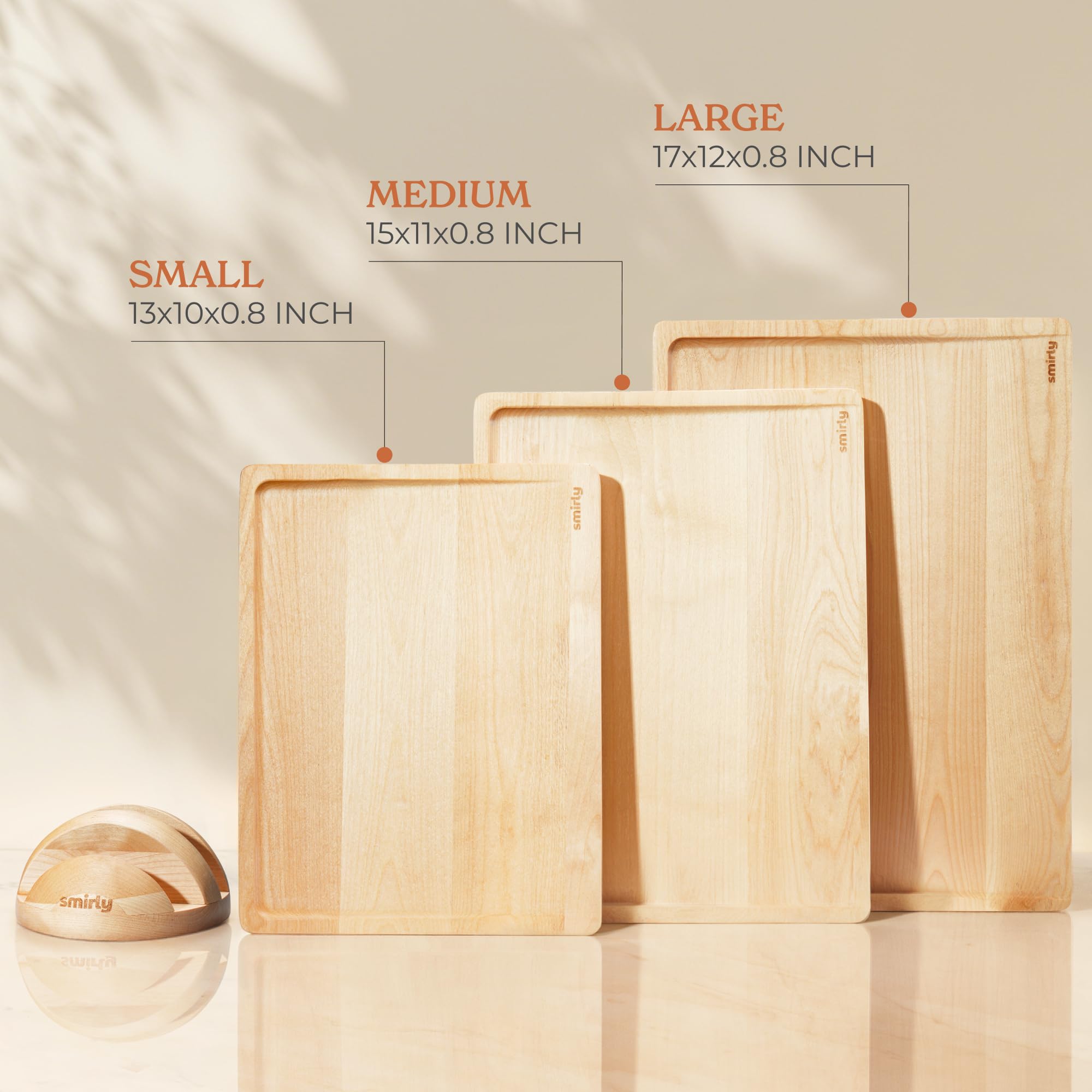 SMIRLY cutting board reversible design doubles board life.