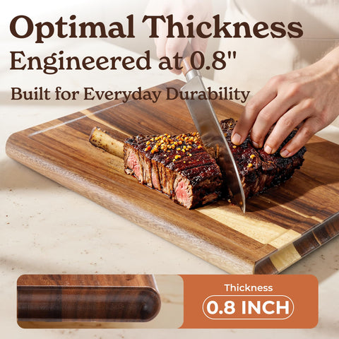Smirly 1.2-inch thick walnut board stays sturdy and true over time.