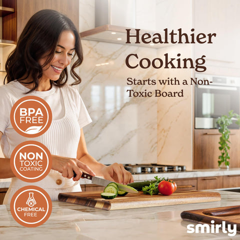 Smirly walnut cutting board showcases rich grain for stylish countertops.