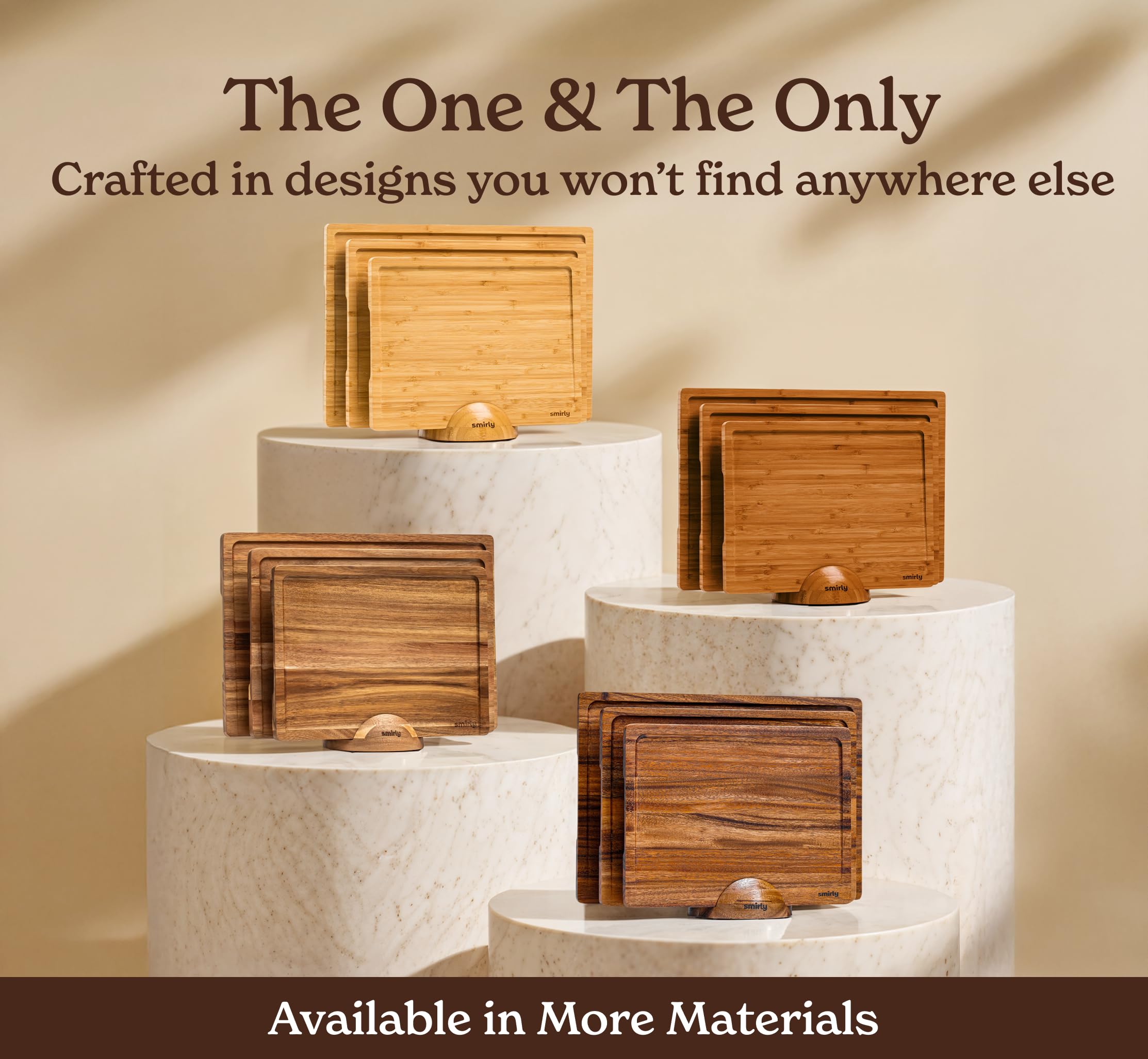 SMIRLY eco-friendly bamboo cutting board resists warping and odors.