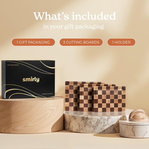 SMIRLY end grain board protects knife blades during slicing