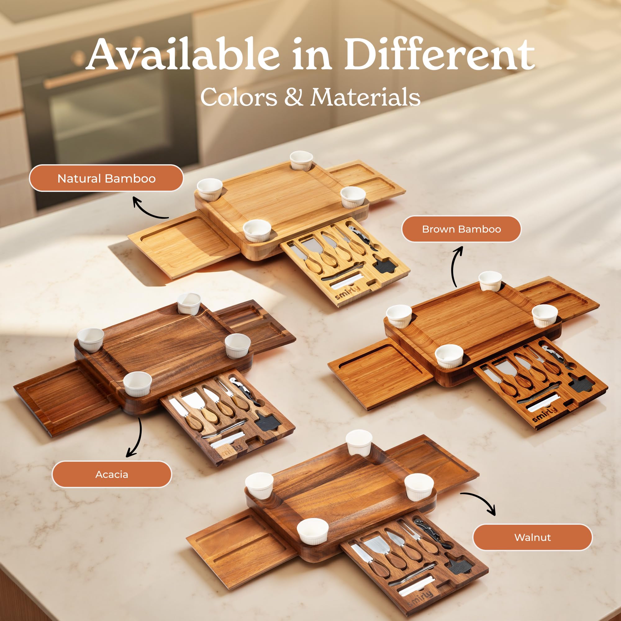 Complete entertaining station from SMIRLY for elegant cheese spreads.