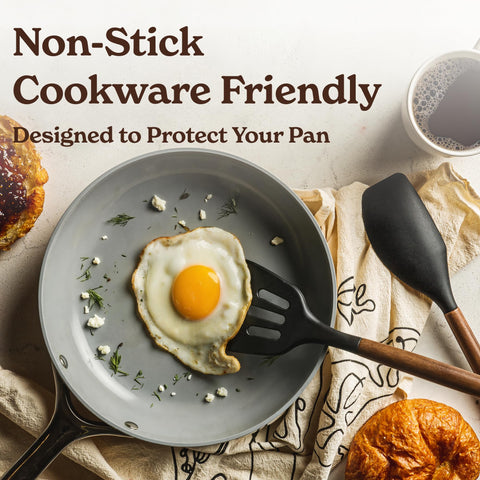 SMIRLY grey silicone spatulas and spoons protect nonstick surfaces