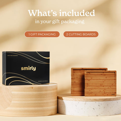 SMIRLY kitchen prep with bamboo boards on a countertop
