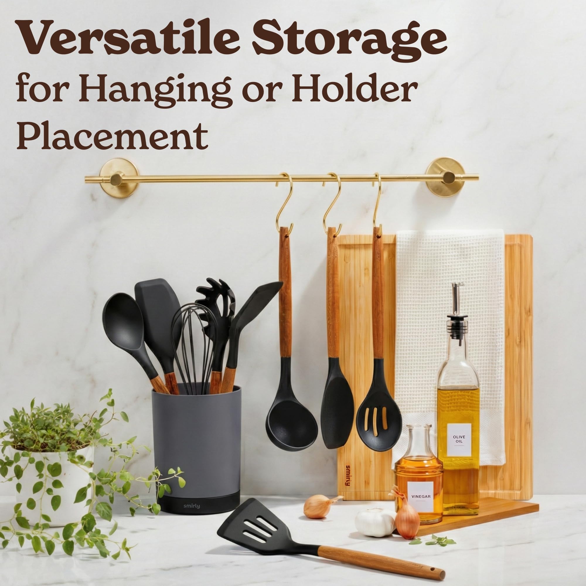 Smirly wooden-handled utensils blend style and durability.