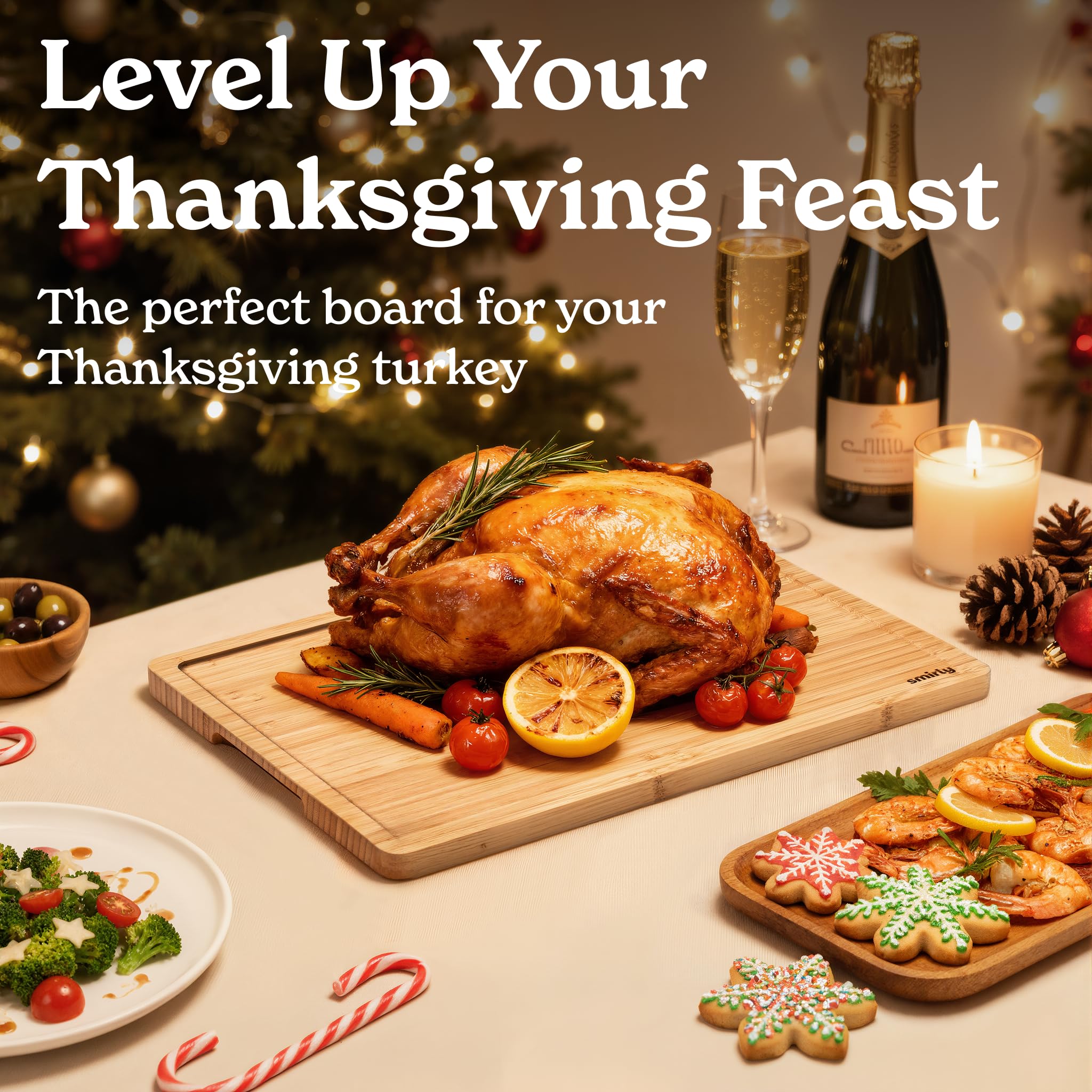 SMIRLY knife-friendly board protects blades during prep.