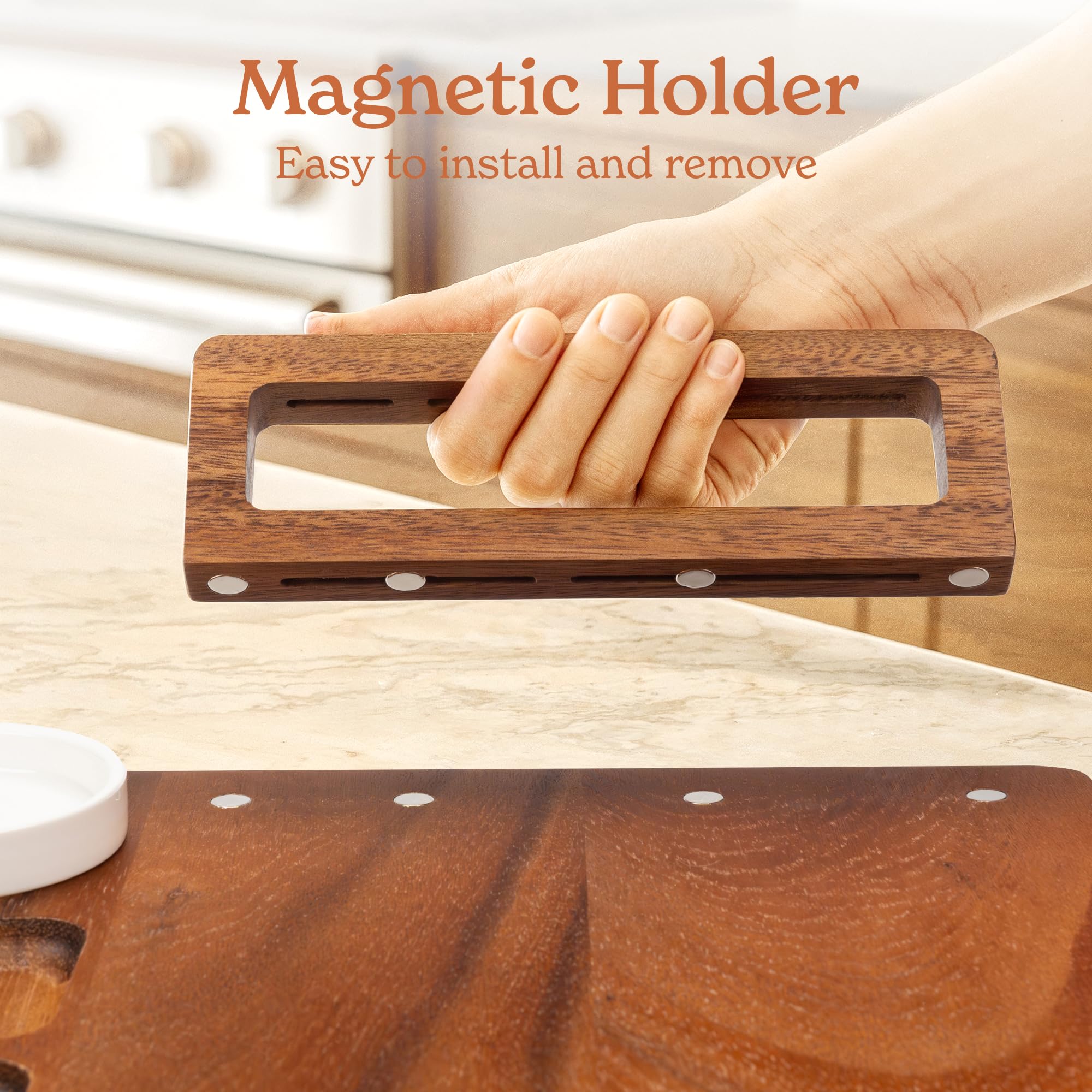 SMIRLY matching walnut fruit tray adds versatility to grazing