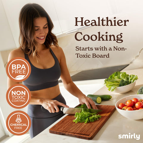 Non-slip surface on SMIRLY boards for stable chopping