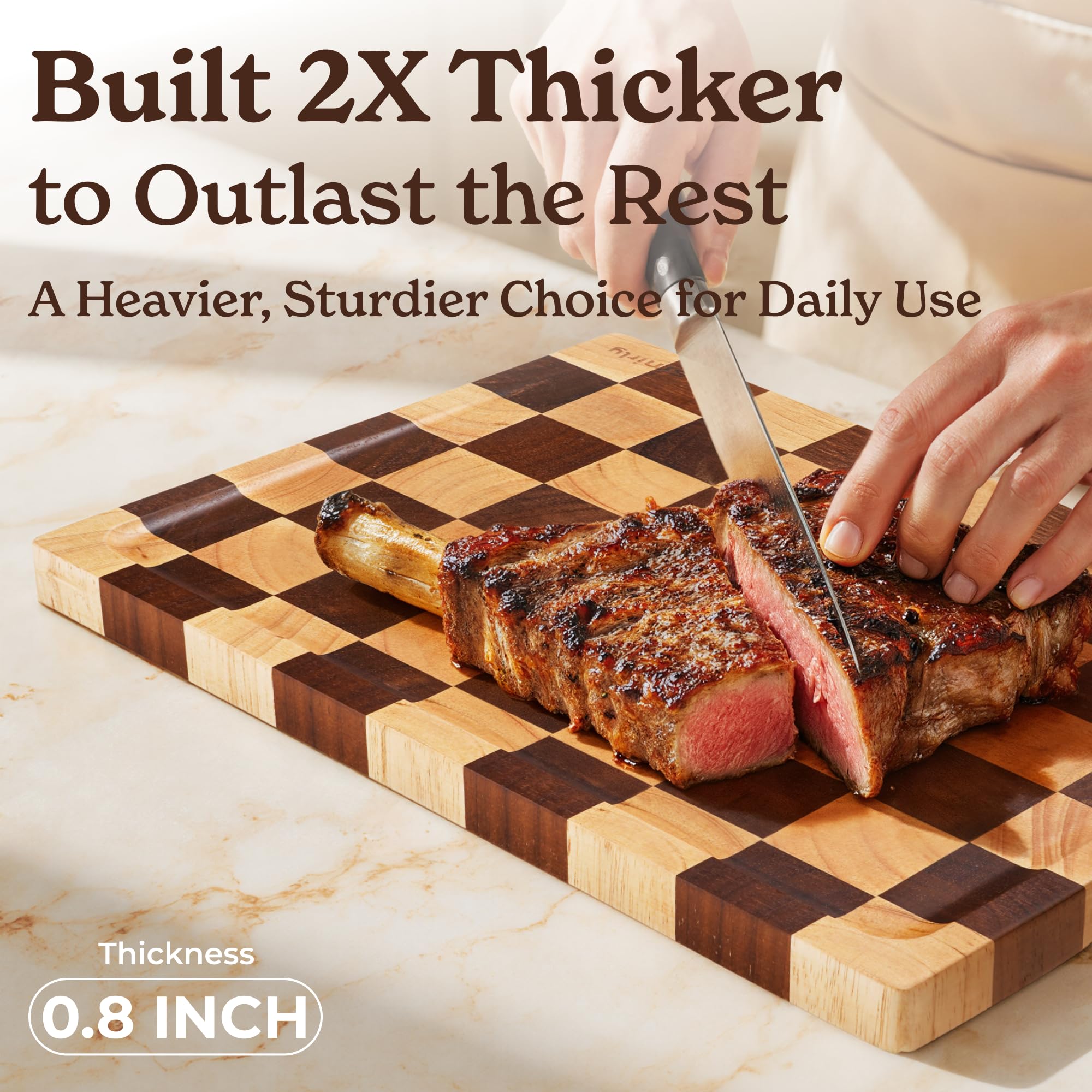 SMIRLY rubberwood cutting board medium ideal for chopping vegetables