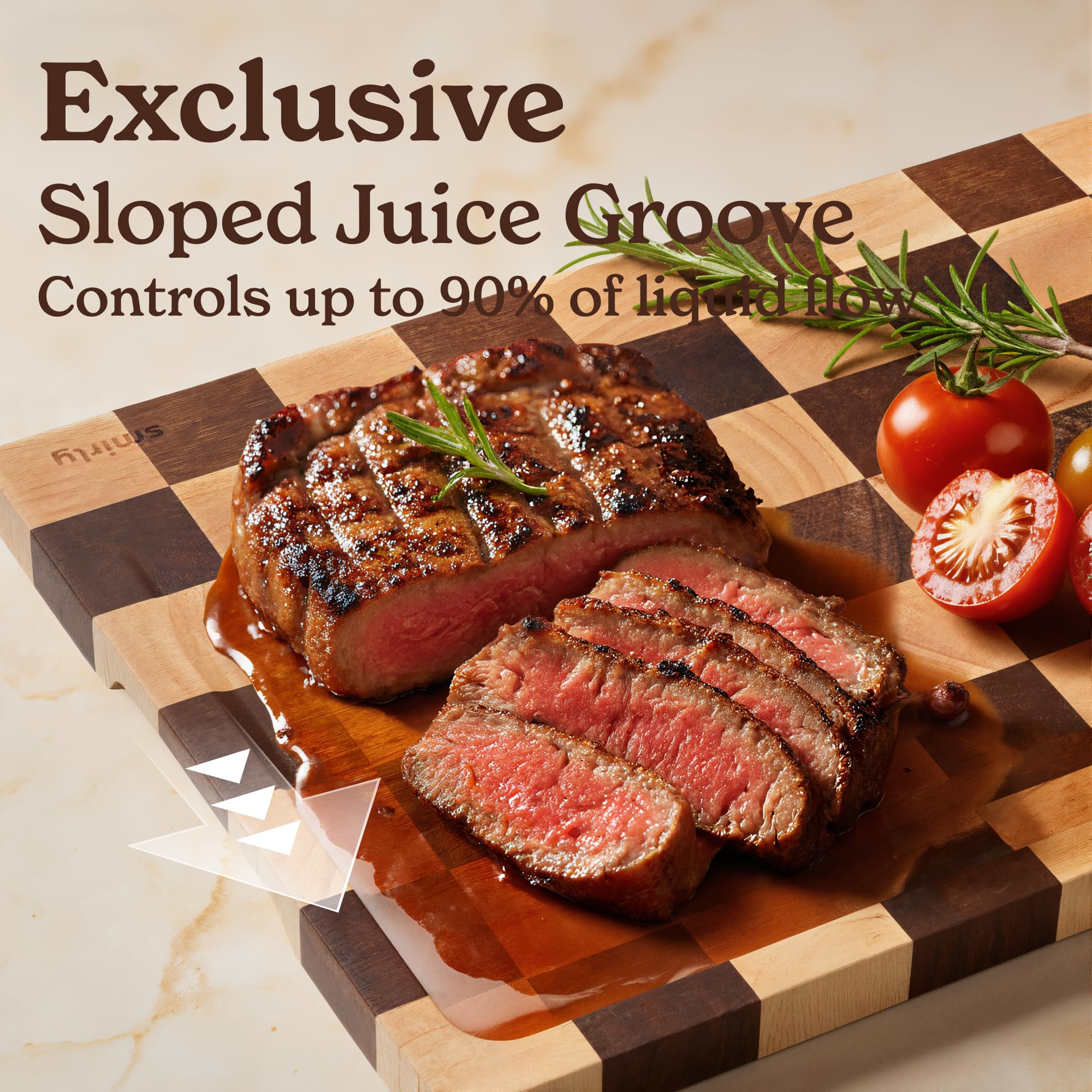 SMIRLY rubberwood cutting board small perfect for herbs and garnishes