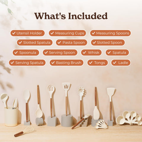 SMIRLY cream white spatula and spoon set ideal for everyday cooking tasks.