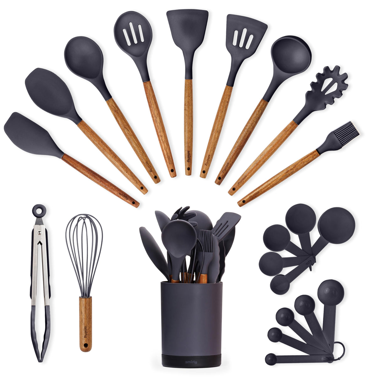 SMIRLY silicone utensils 22-piece set for nonstick cookware