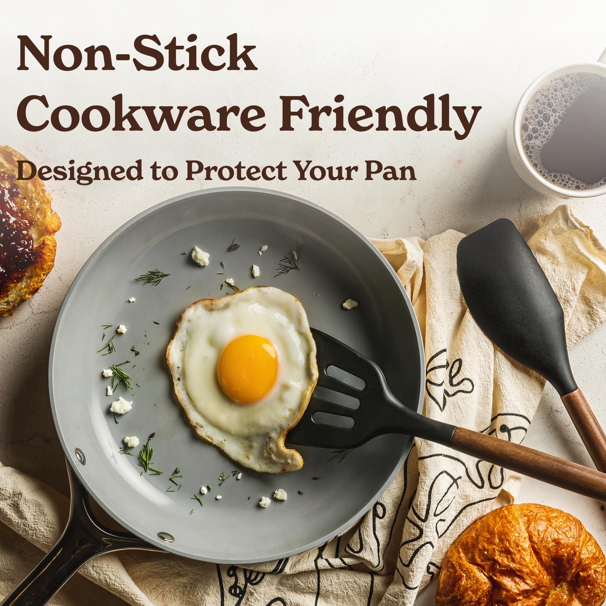 SMIRLY silicone utensils set tongs for flipping and serving safely.