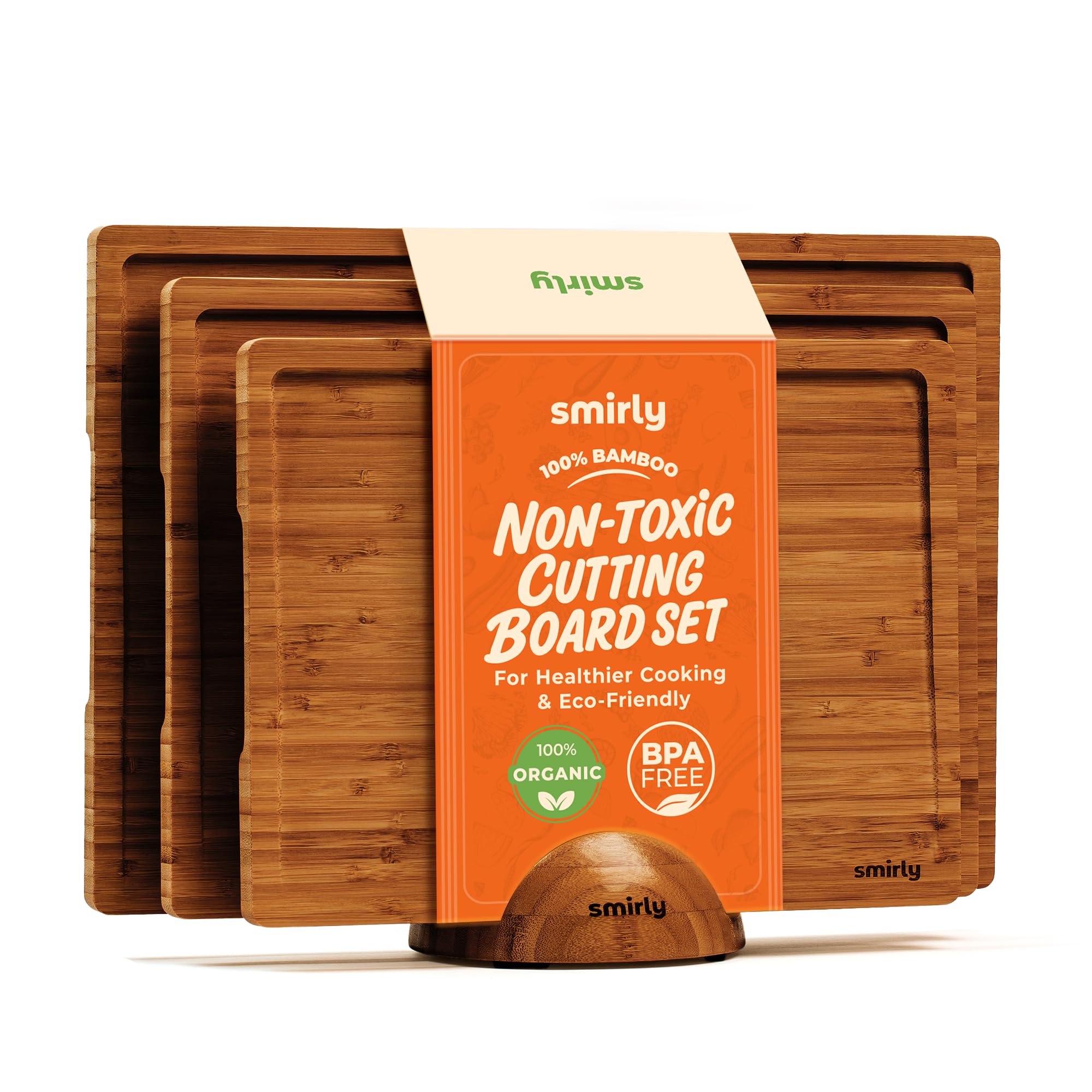 SMIRLY wood cutting boards set shown reversible design for versatile prep