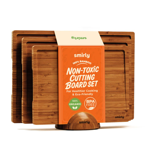 SMIRLY wood cutting boards set shown reversible design for versatile prep