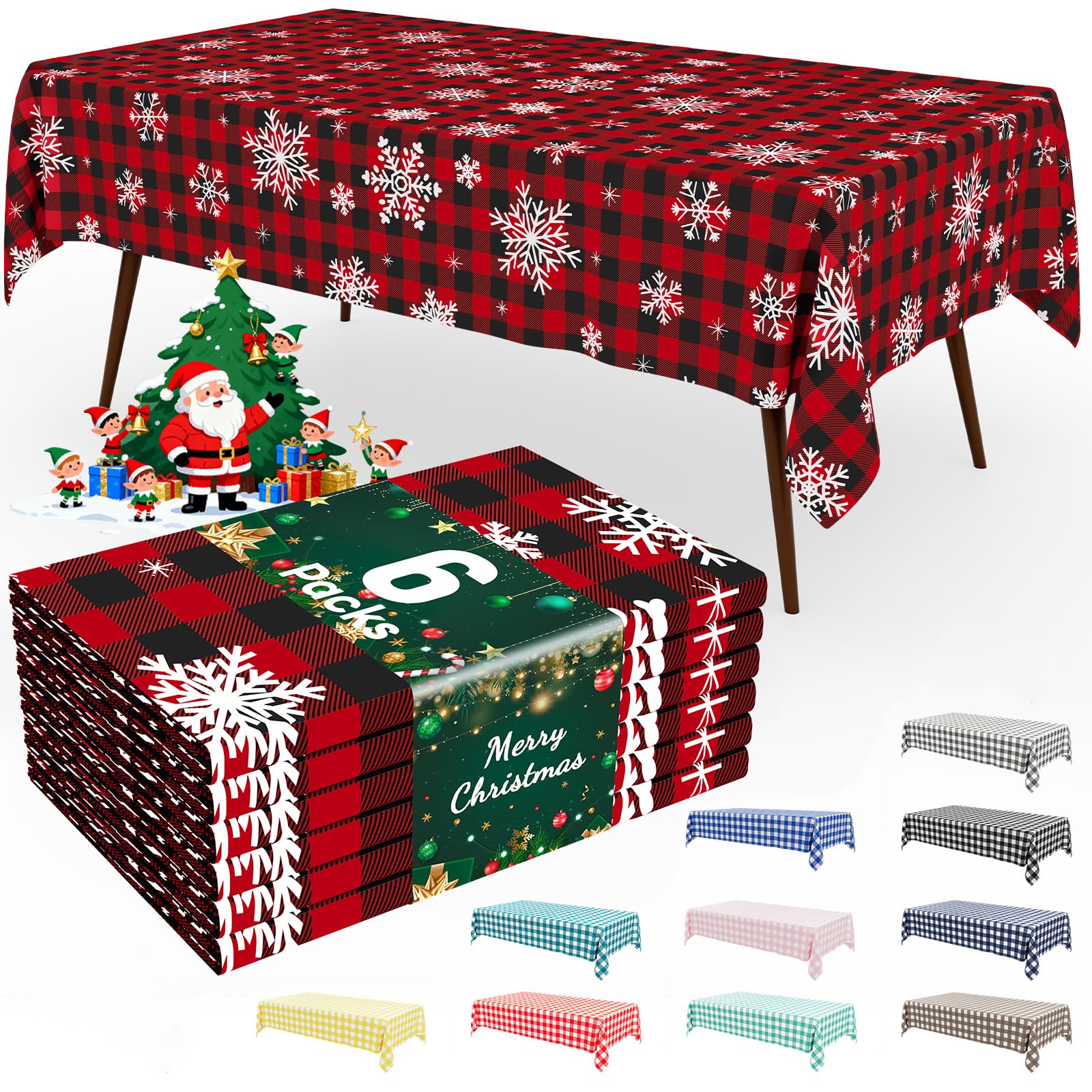 Smiry 54x108 red check disposable tablecloth for easy cleanup after meals.