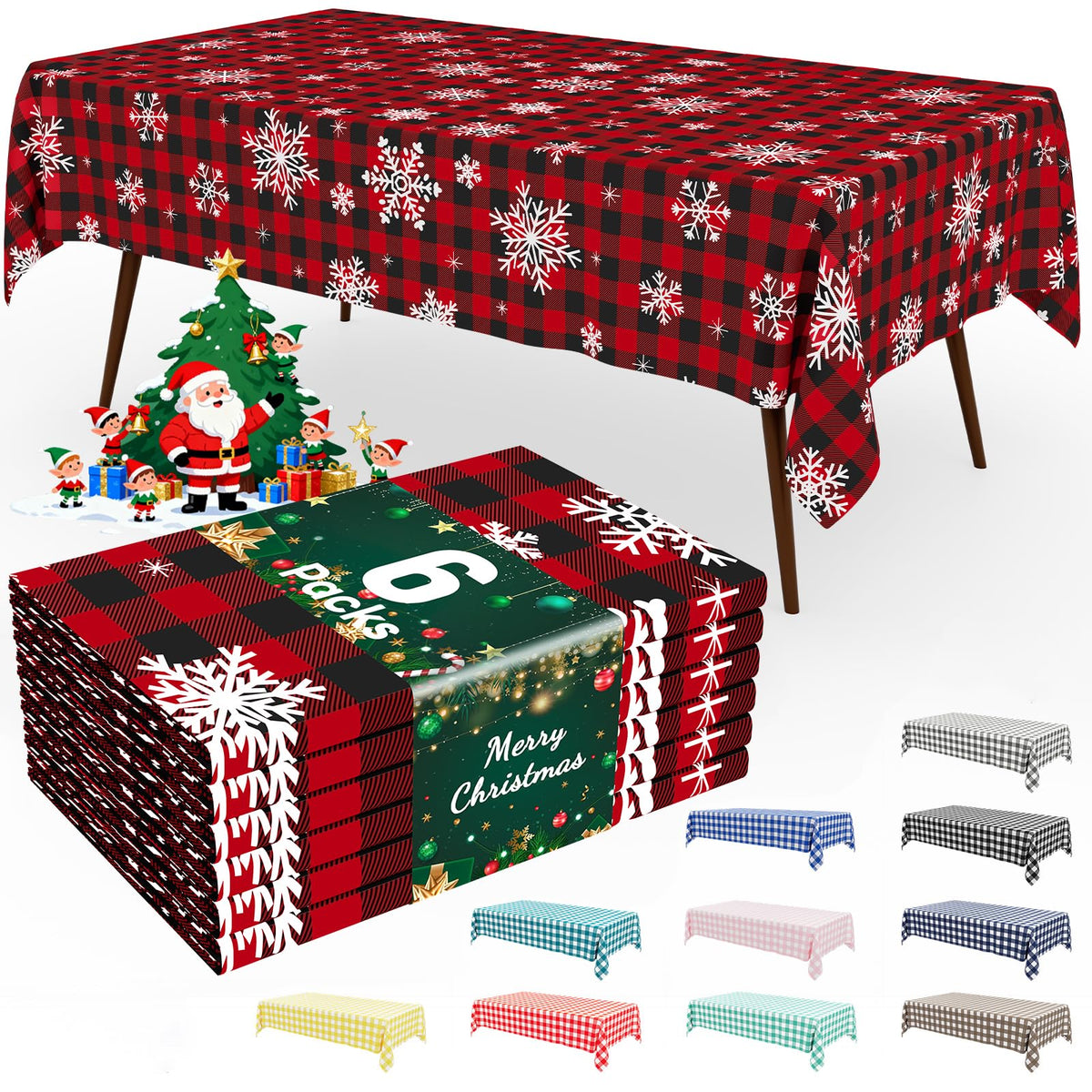 Smiry 54x108 red check disposable tablecloth for easy cleanup after meals.