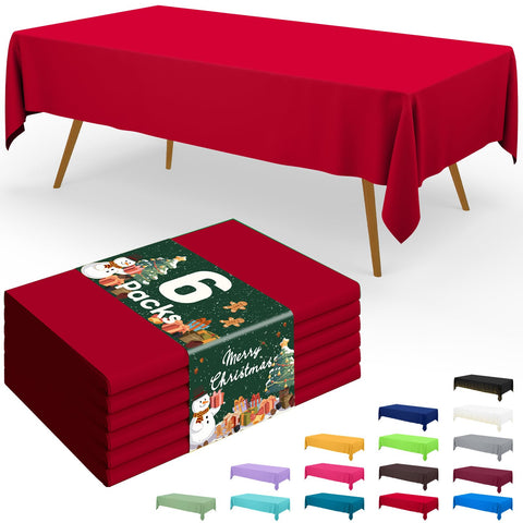 Smiry disposable table cloth 6-pack in red protects tables during meals and gatherings.