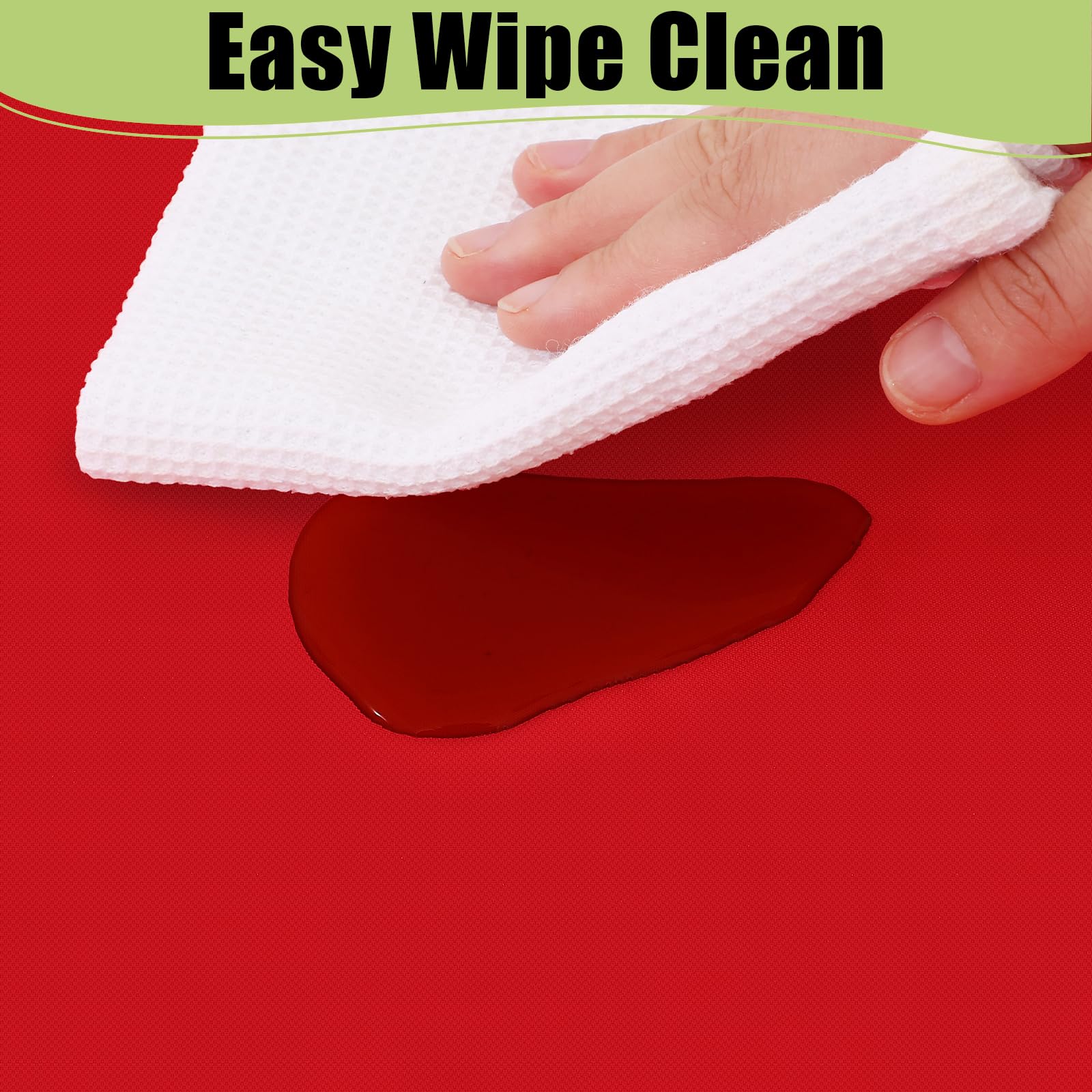 Smiry easy-clean tablecloth wipes clean with a damp cloth after use.
