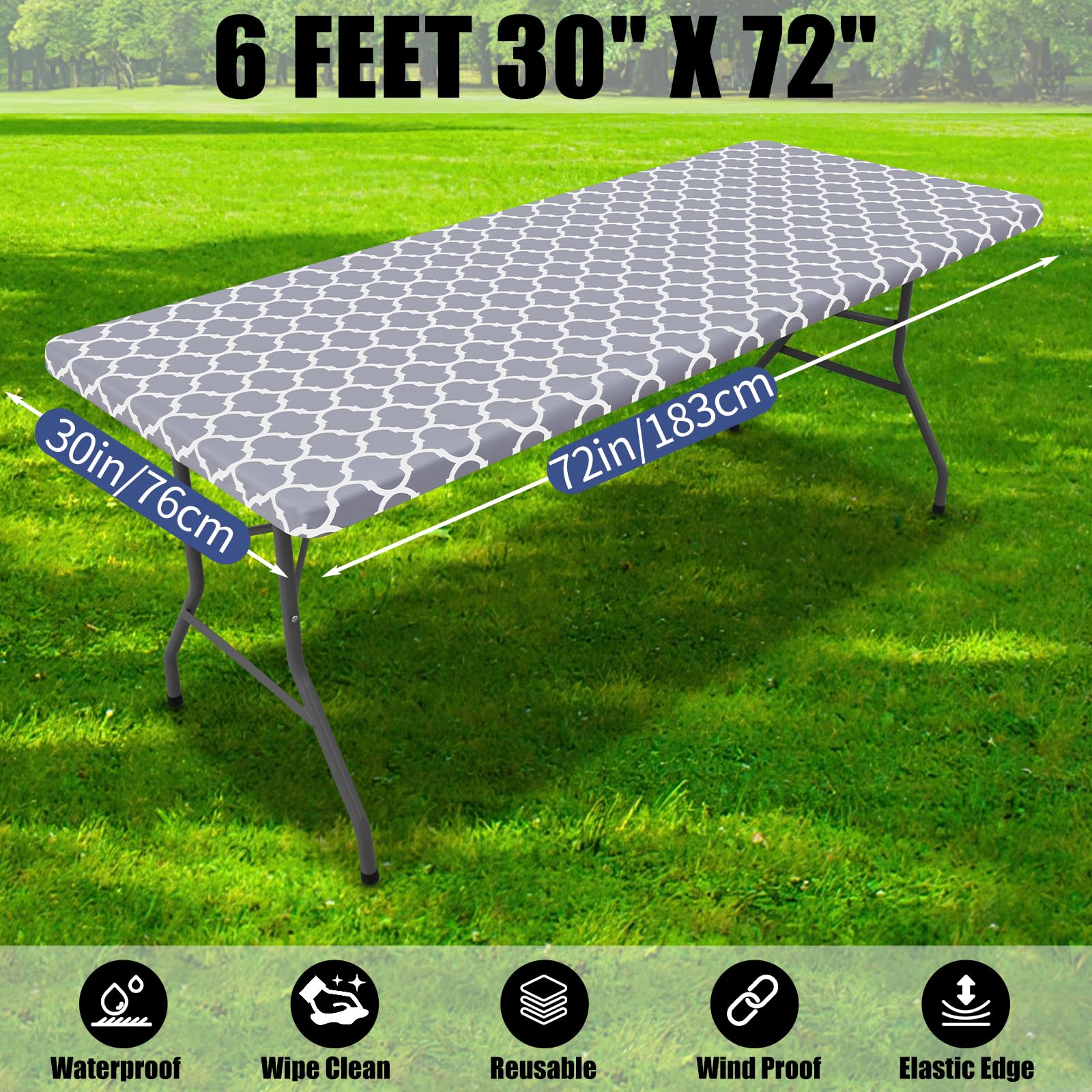 Smiry grey tablecloth ideal for picnics and gatherings