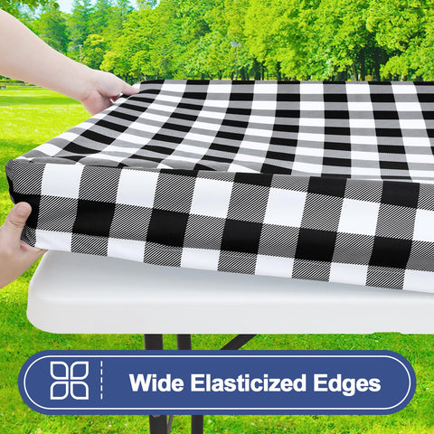 Smiry buffalo plaid tablecloth 2pack adds timeless style for indoor and outdoor dining occasions.