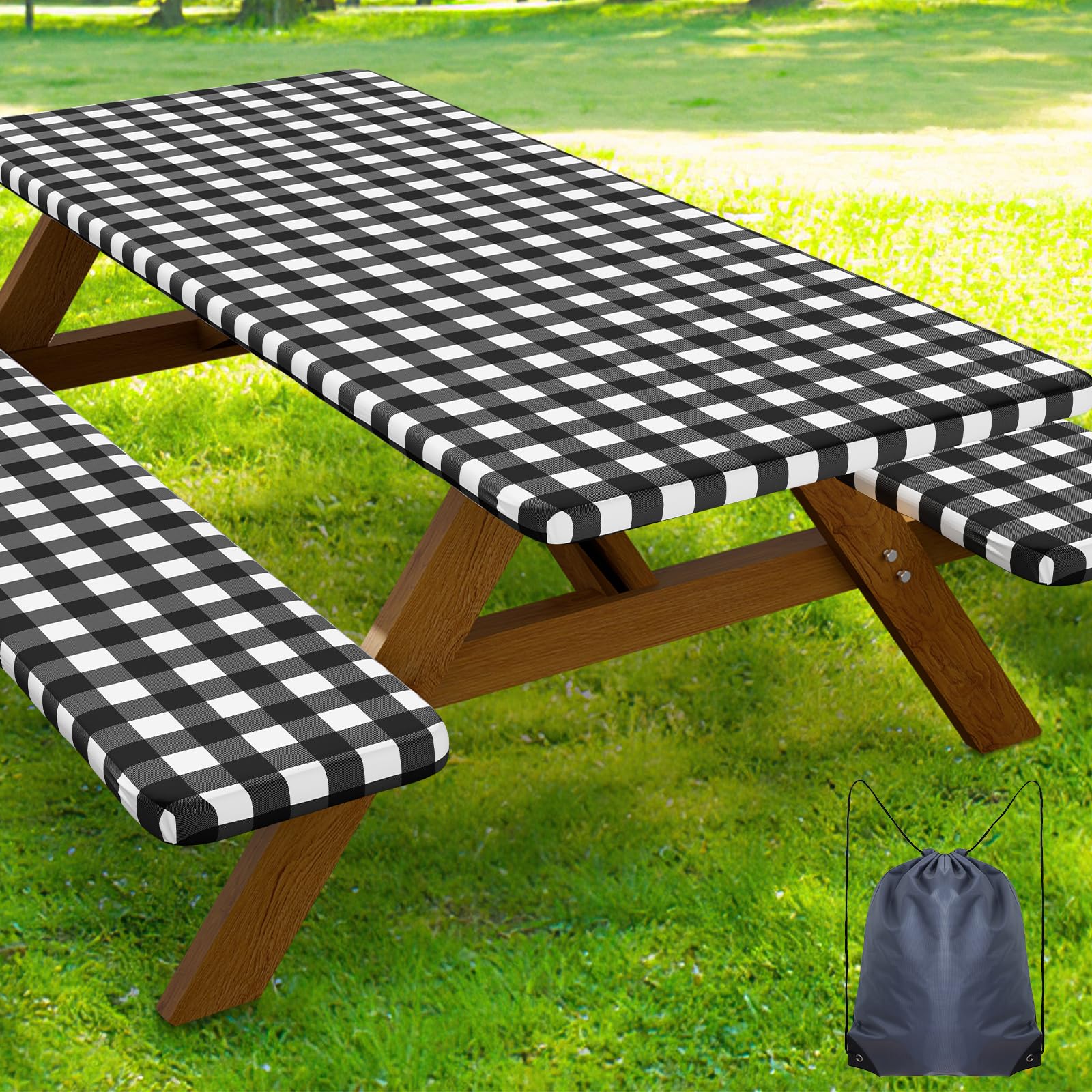 Smiry picnic table cover 72x30 with a snug fit for outdoor meals and spill protection