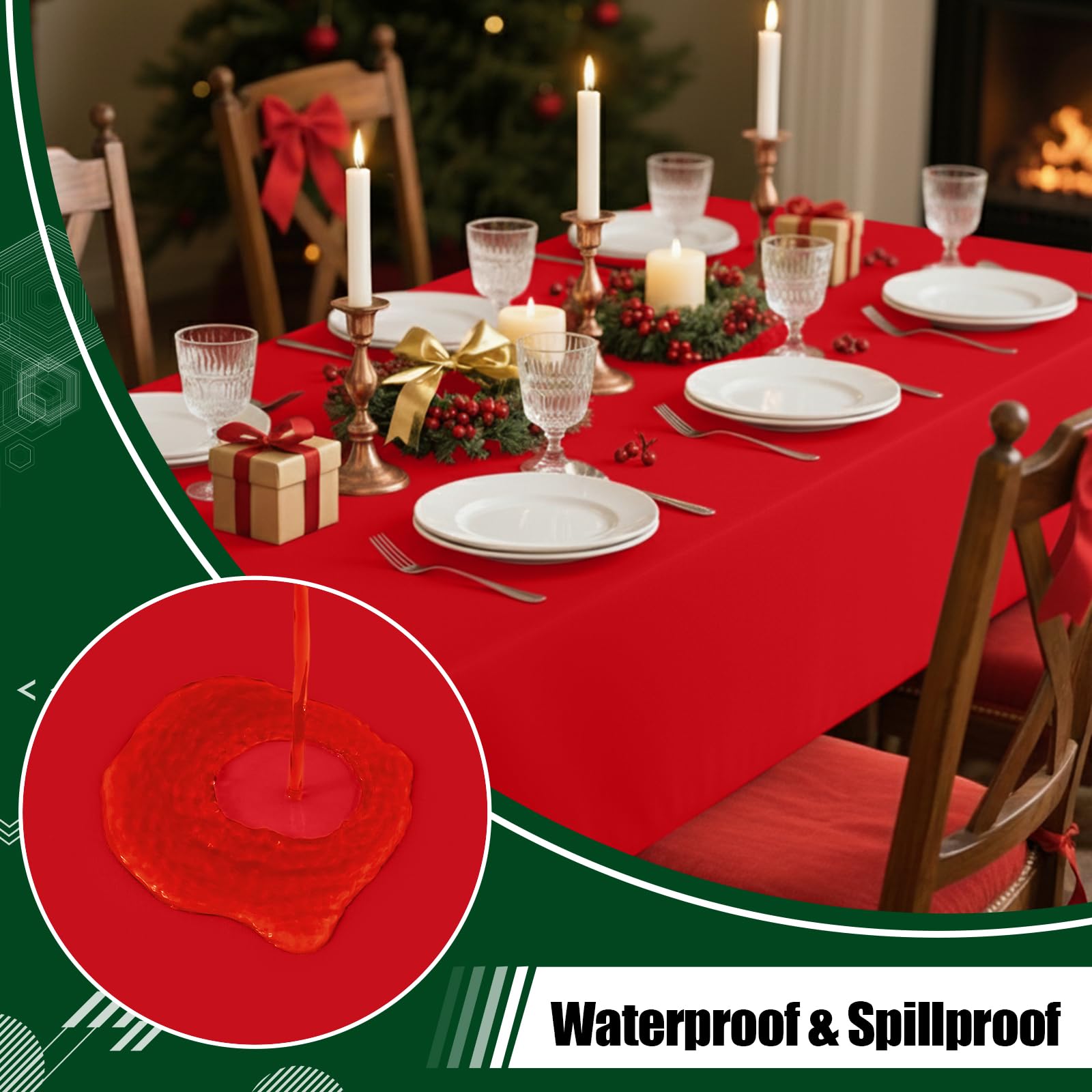 Smiry rectangular table cover sized 108 inches by 54 inches for larger dining setups.