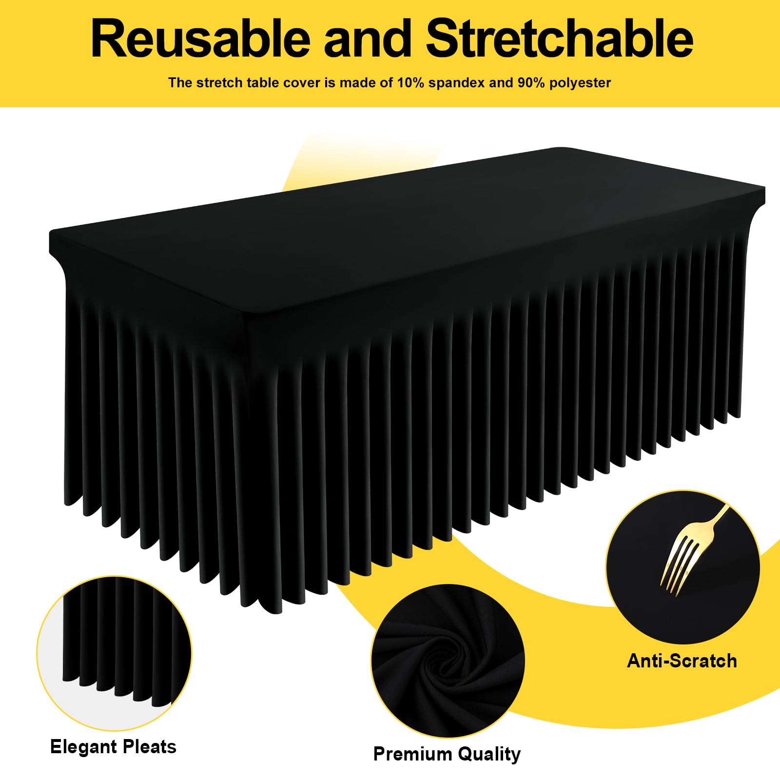 Smiry Spandex elastic fit close-up shows wrinkle-free draping.