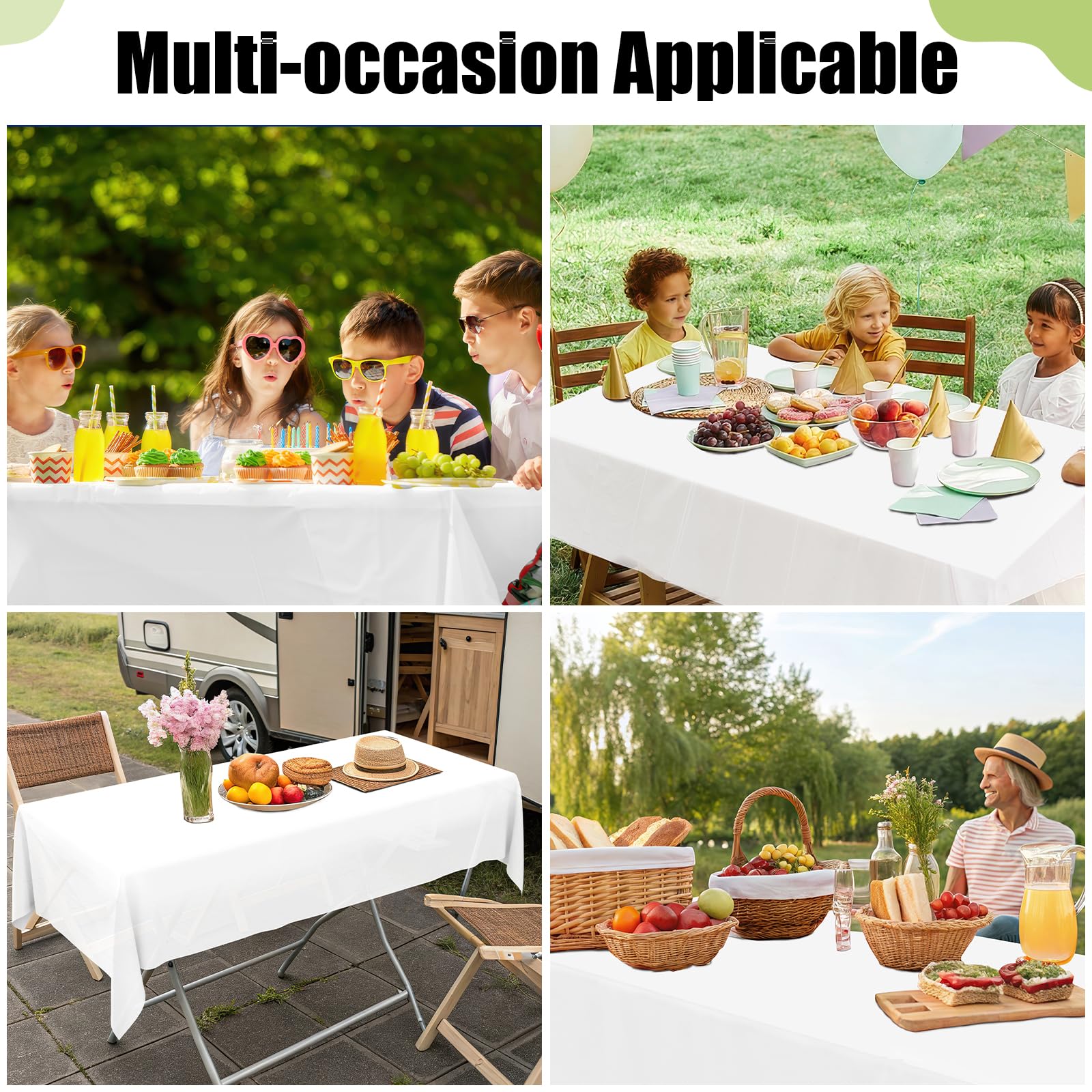 Smiry table cover supports rectangular, square, round, and oval shapes.