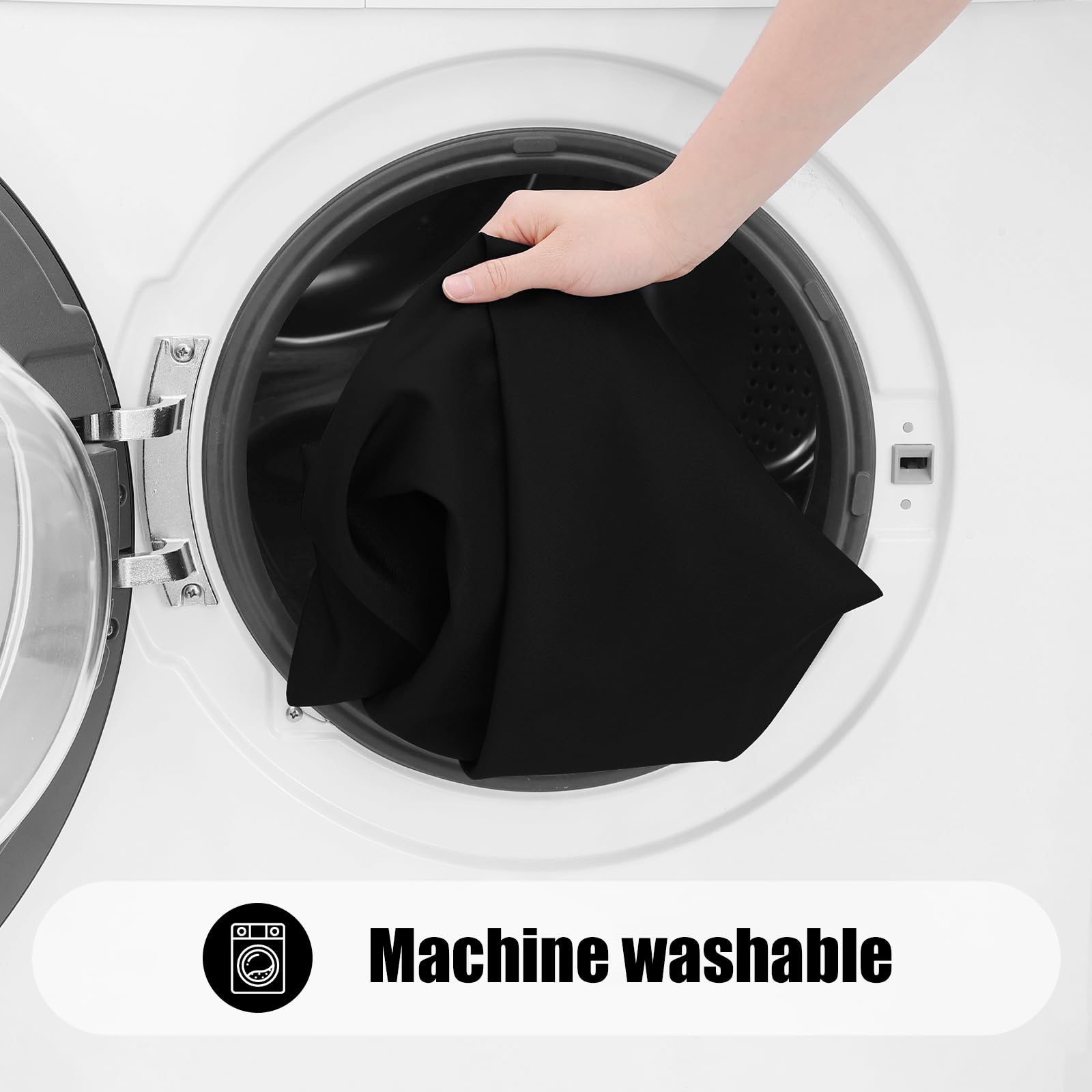 Smiry versatile black tablecloth for indoor and outdoor settings.