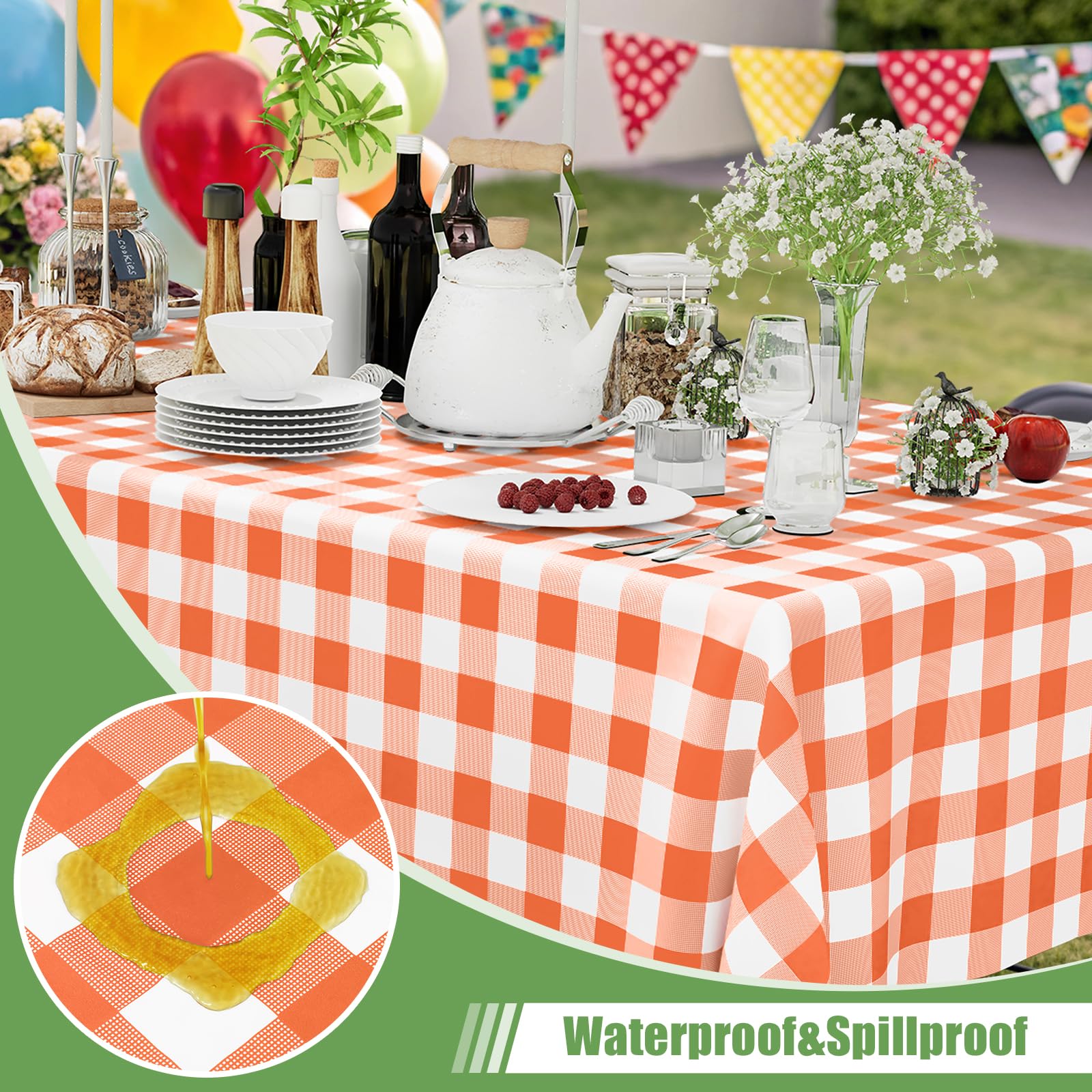 Smiry waterproof PEVA tablecloth 54x108, protects surfaces during spills at events.