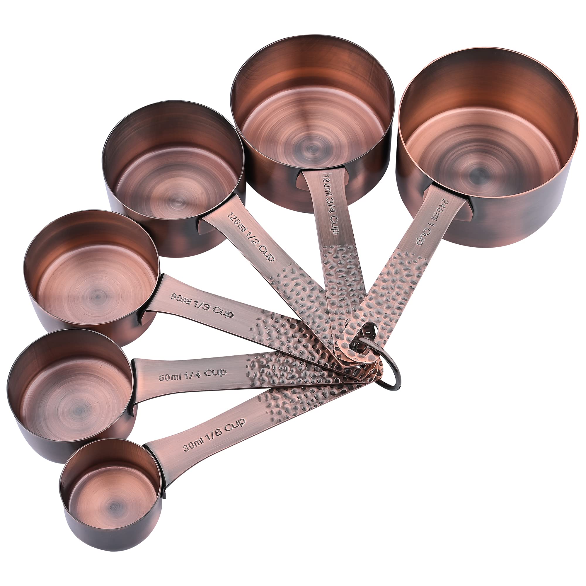 Smithcraft copper measuring spoons set close-up; engraved markings stay sharp for accurate measuring.