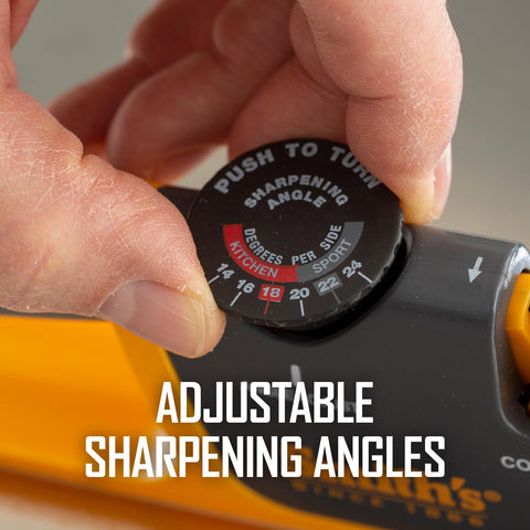 Fine slot finishes edges for smooth slicing on Smith's sharpener