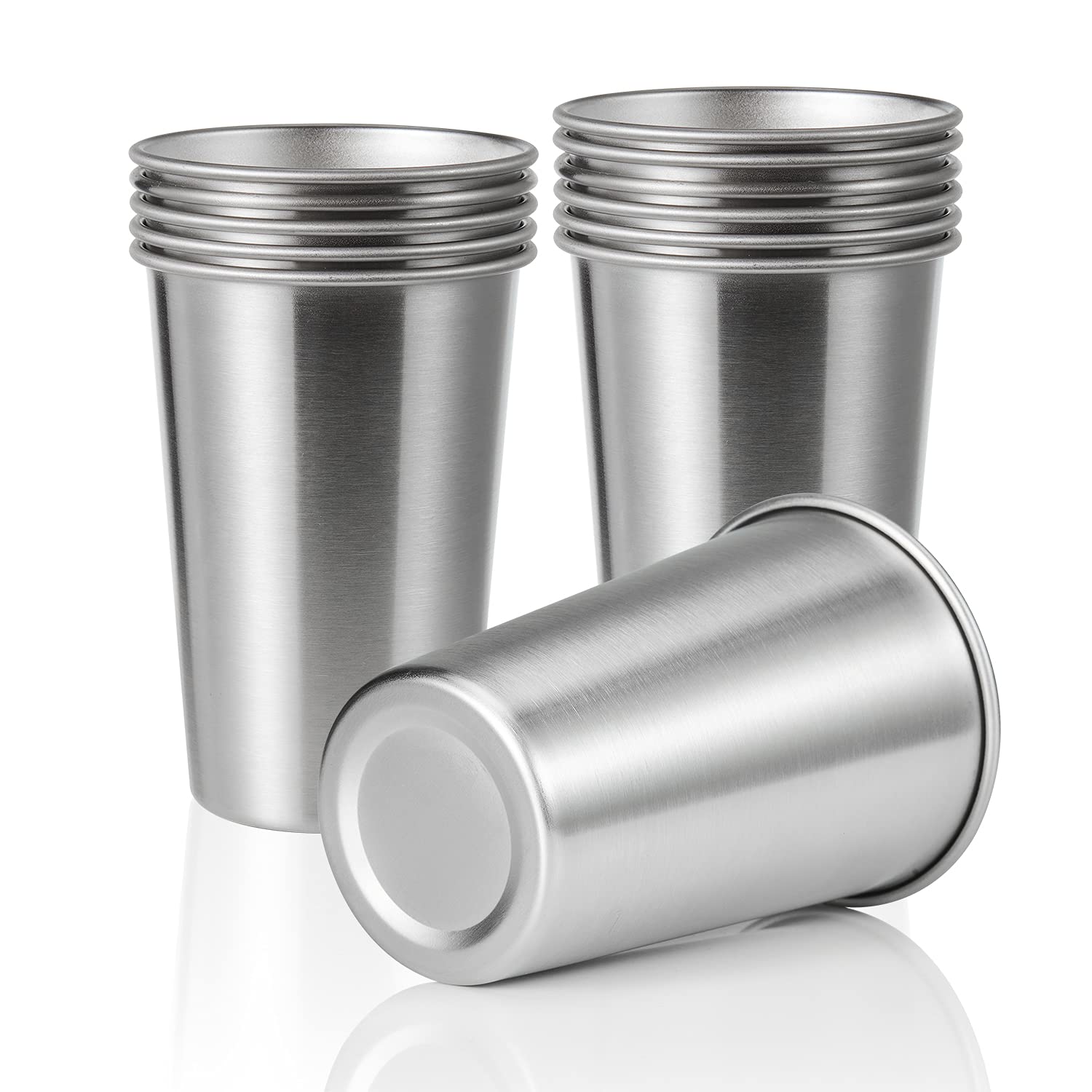 SMLIXE 12-pack 16oz stainless steel pint cups for everyday use