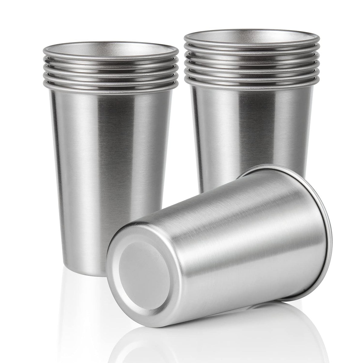 SMLIXE 12-pack 16oz stainless steel pint cups for everyday use