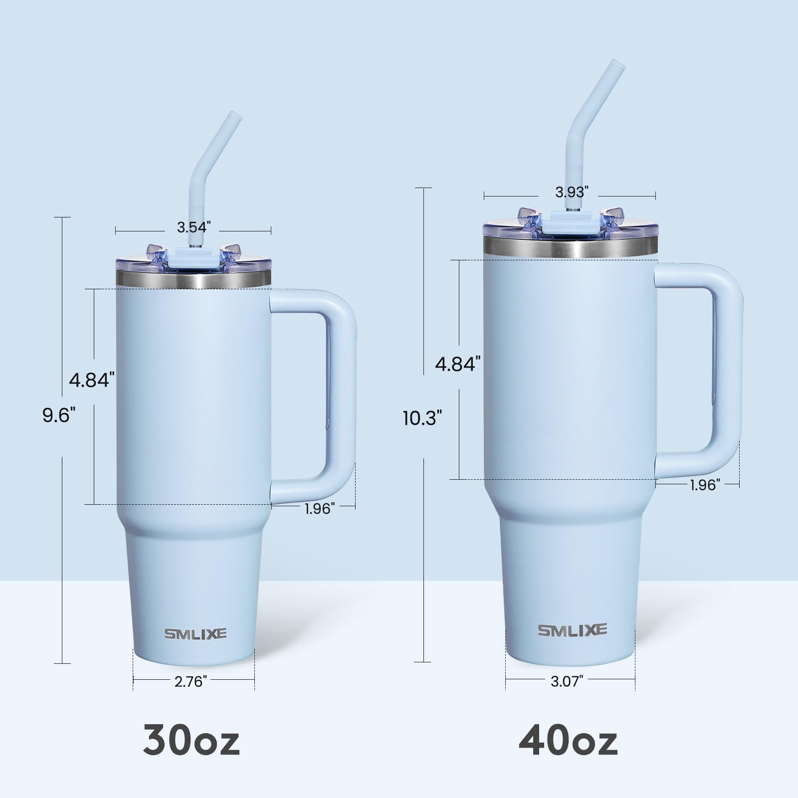 SMLIXE blue cupholder-friendly tumbler fits most car cupholders