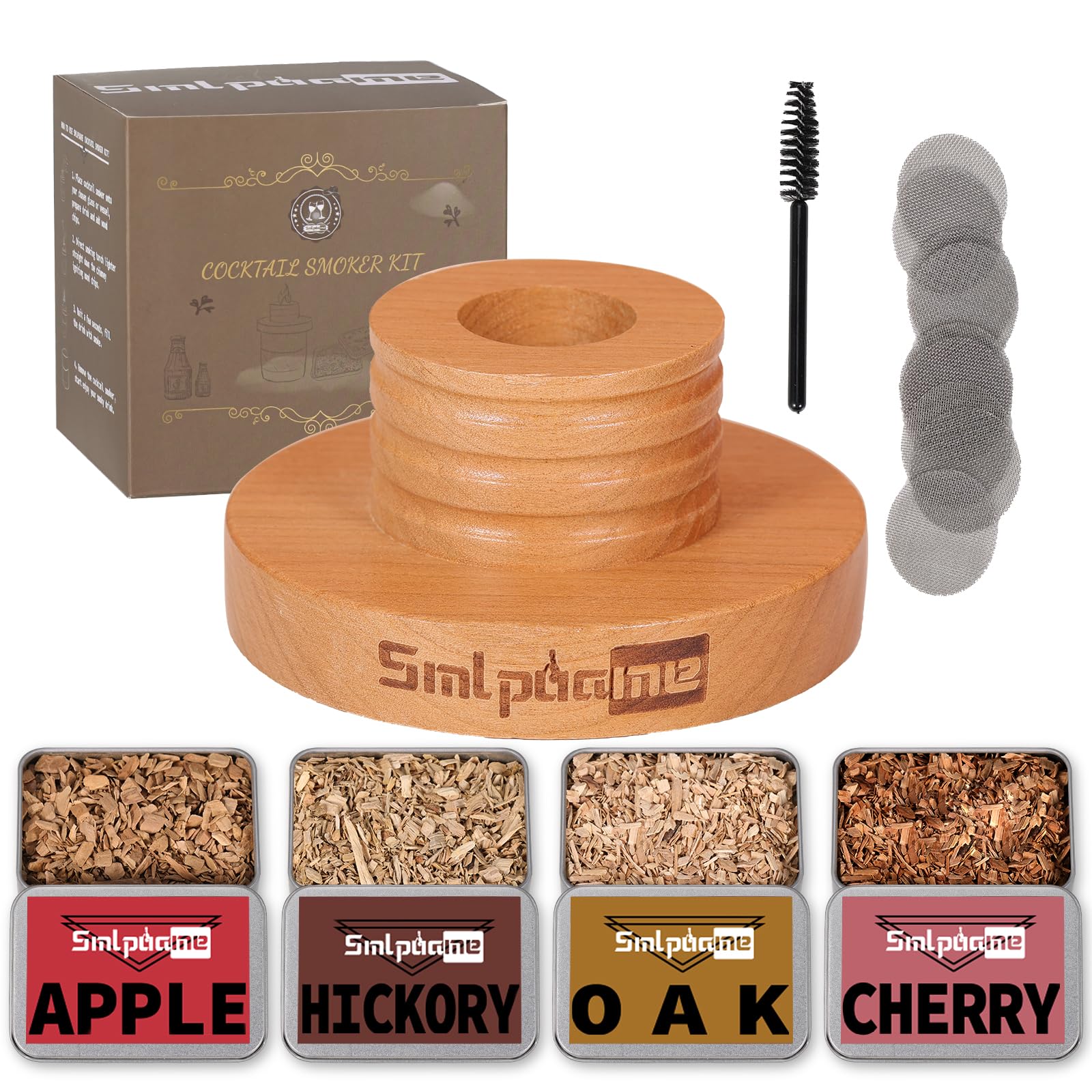 Smlpuame cocktail smoker kit with cherry wood chips enhances smoky aroma for cocktails