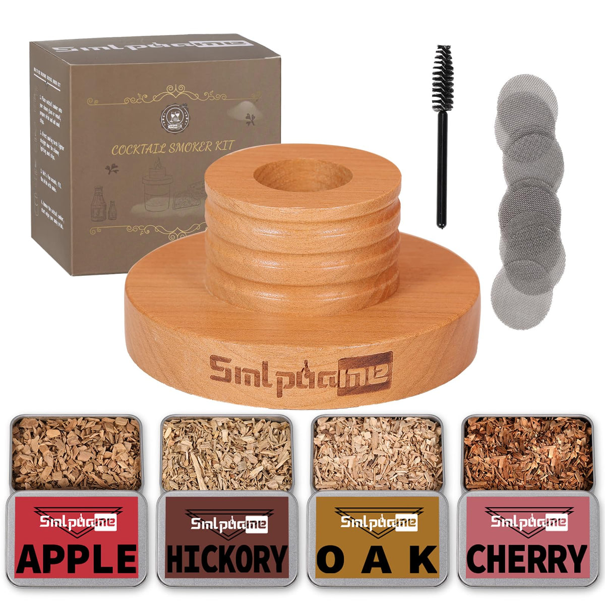 Smlpuame cocktail smoker kit with cherry wood chips enhances smoky aroma for cocktails