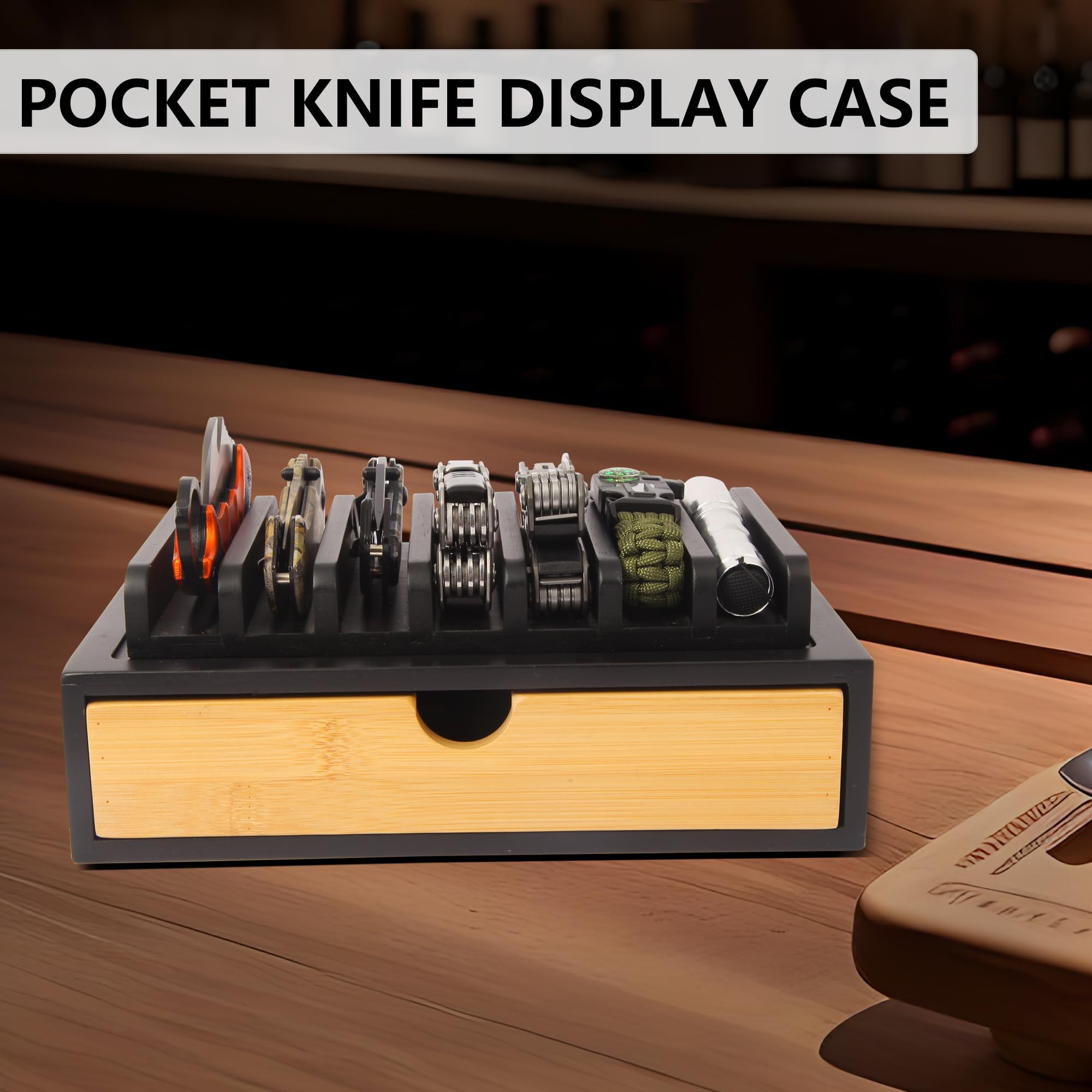 smocchy knife holder in black finish keeps knives safely organized and within reach