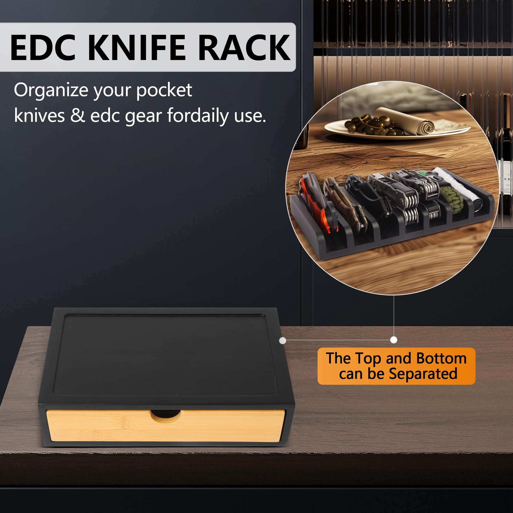 smocchy wooden knife organizer with a drawer provides durable, stylish storage