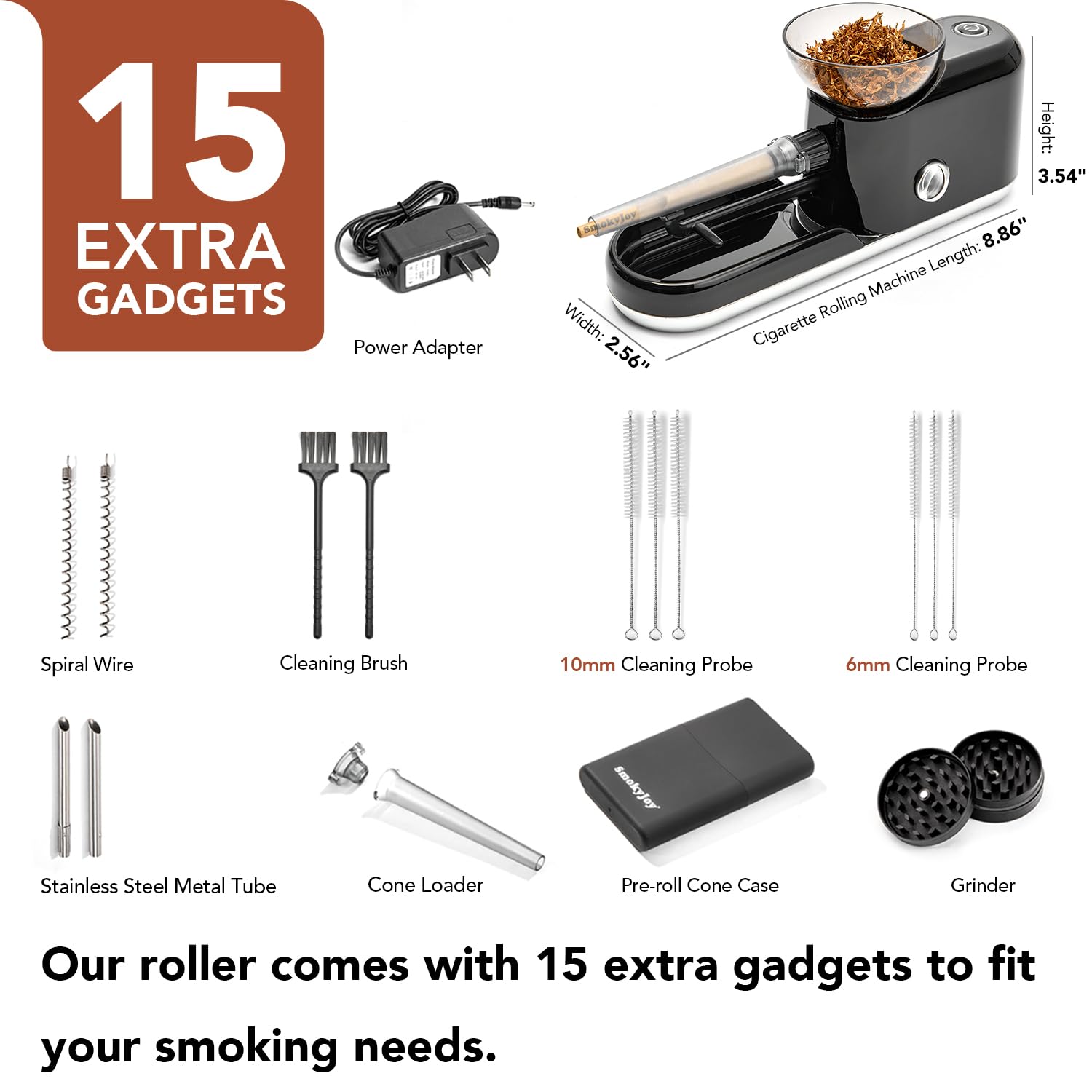 SmokyJoy accessory pack with 15 gadgets for customization.