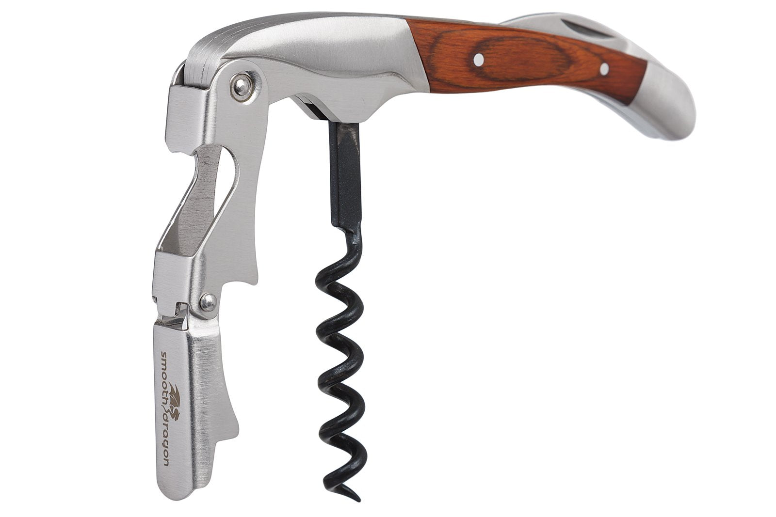 Smooth Dragon rosewood pull-tap handle corkscrew for elegant, easy wine opening.