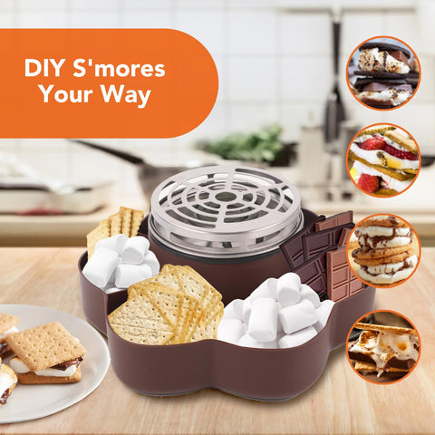 SMORES flameless heater close-up showing safe, smoke-free roasting.