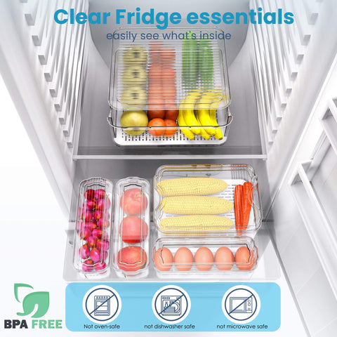 SMRCAD clear fridge bin highlights contents for easy fruit and vegetable storage.