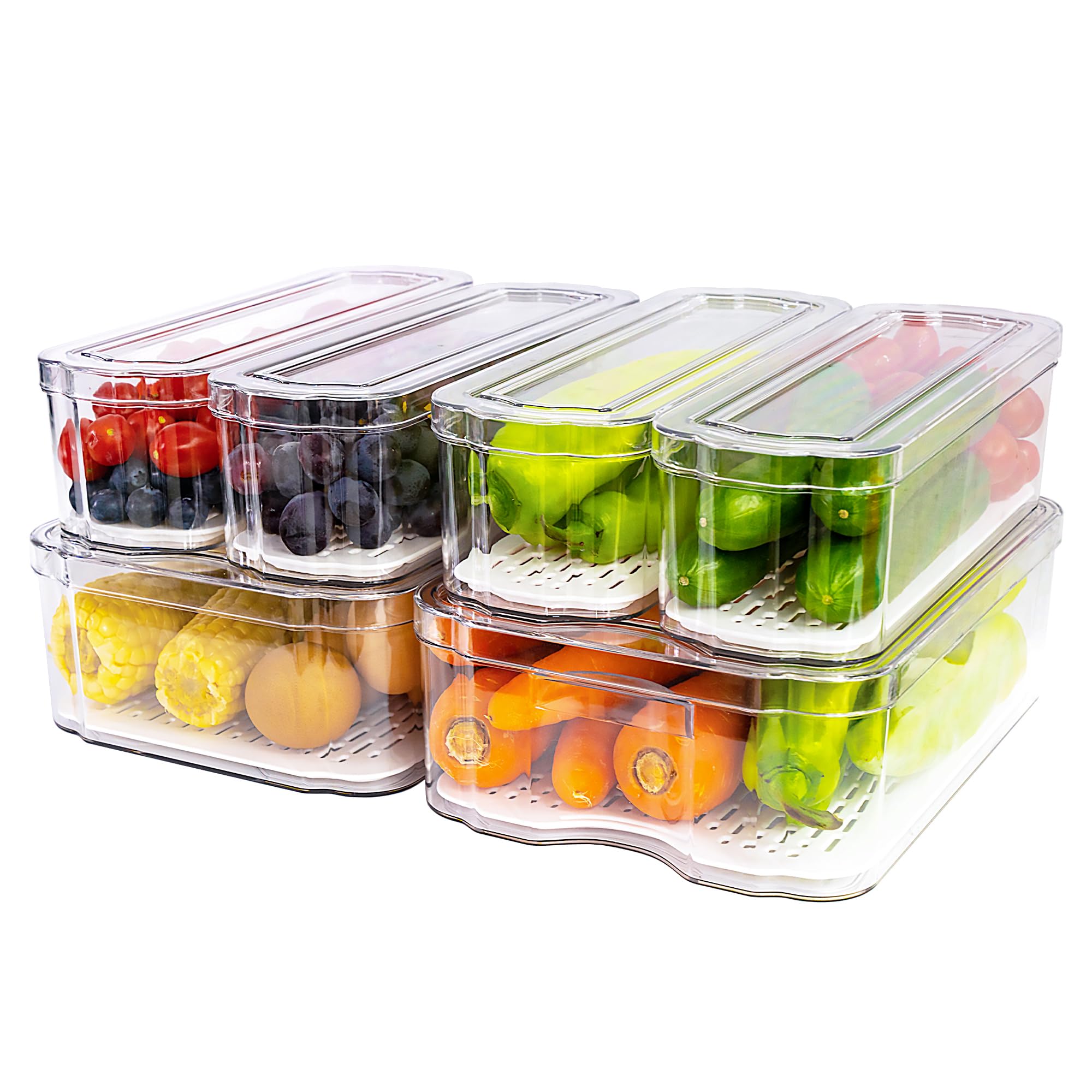 SMRCAD fridge organizers set of 6 clear bins with lids for organized storage to maximize space.