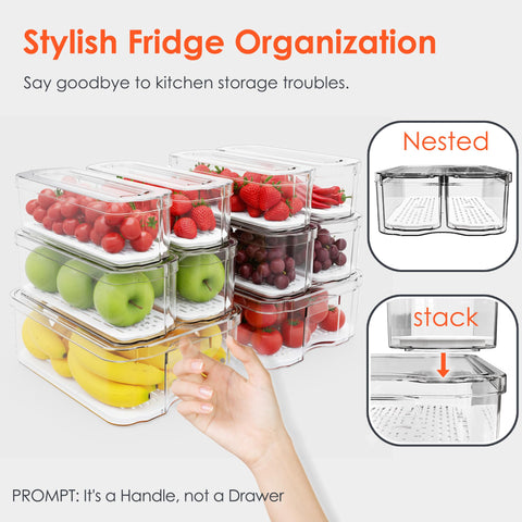 SMRCAD fridge organizers BPA-free durable clear bins for long-lasting use.