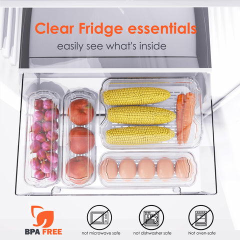 SMRCAD fridge organizers with clear lids demonstrate space-saving stackability.