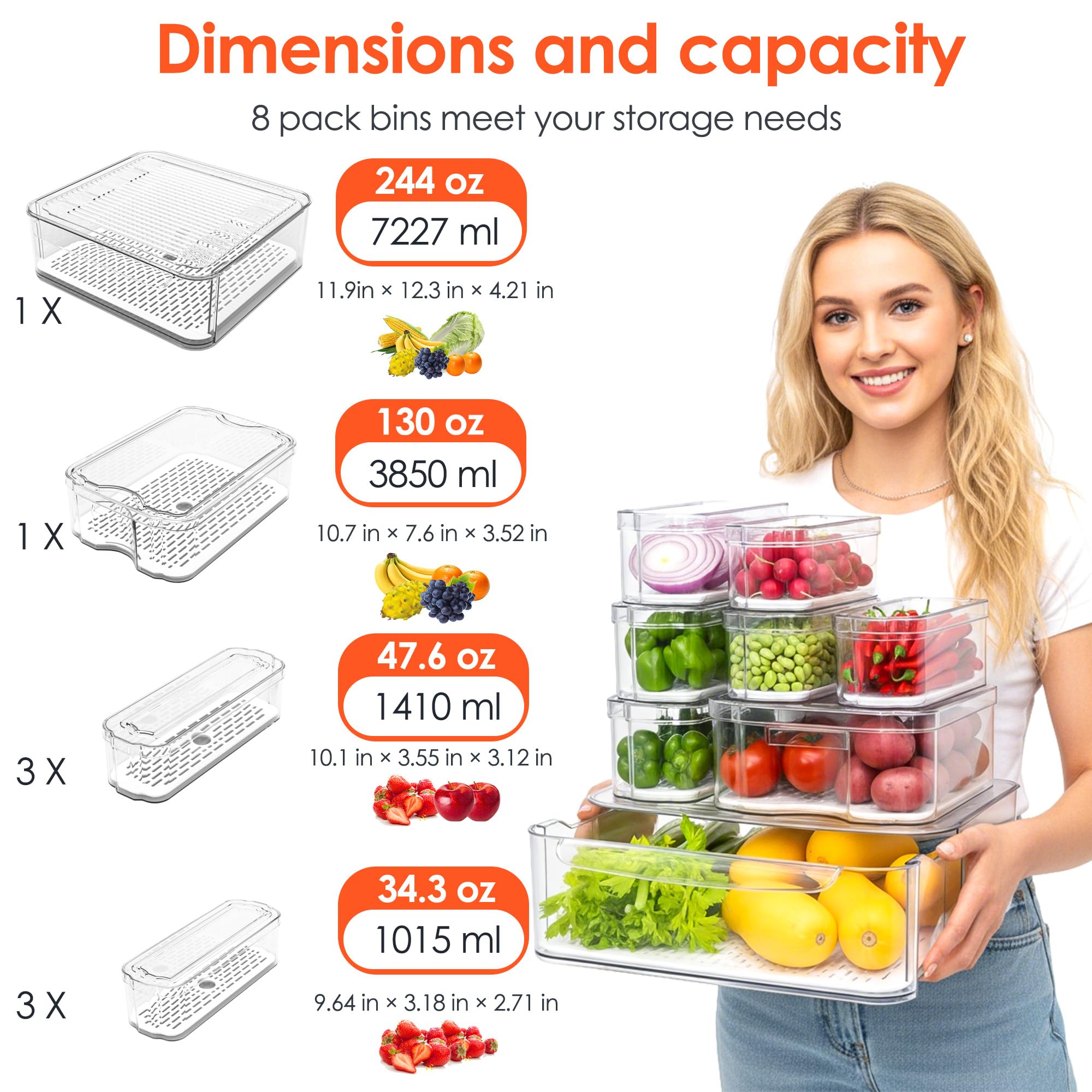 SMRCAD drain tray feature elevates produce to keep it fresh longer.