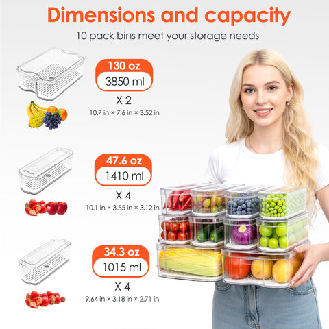 SMRCAD fridge organizers drain tray keeps produce elevated and fresh.