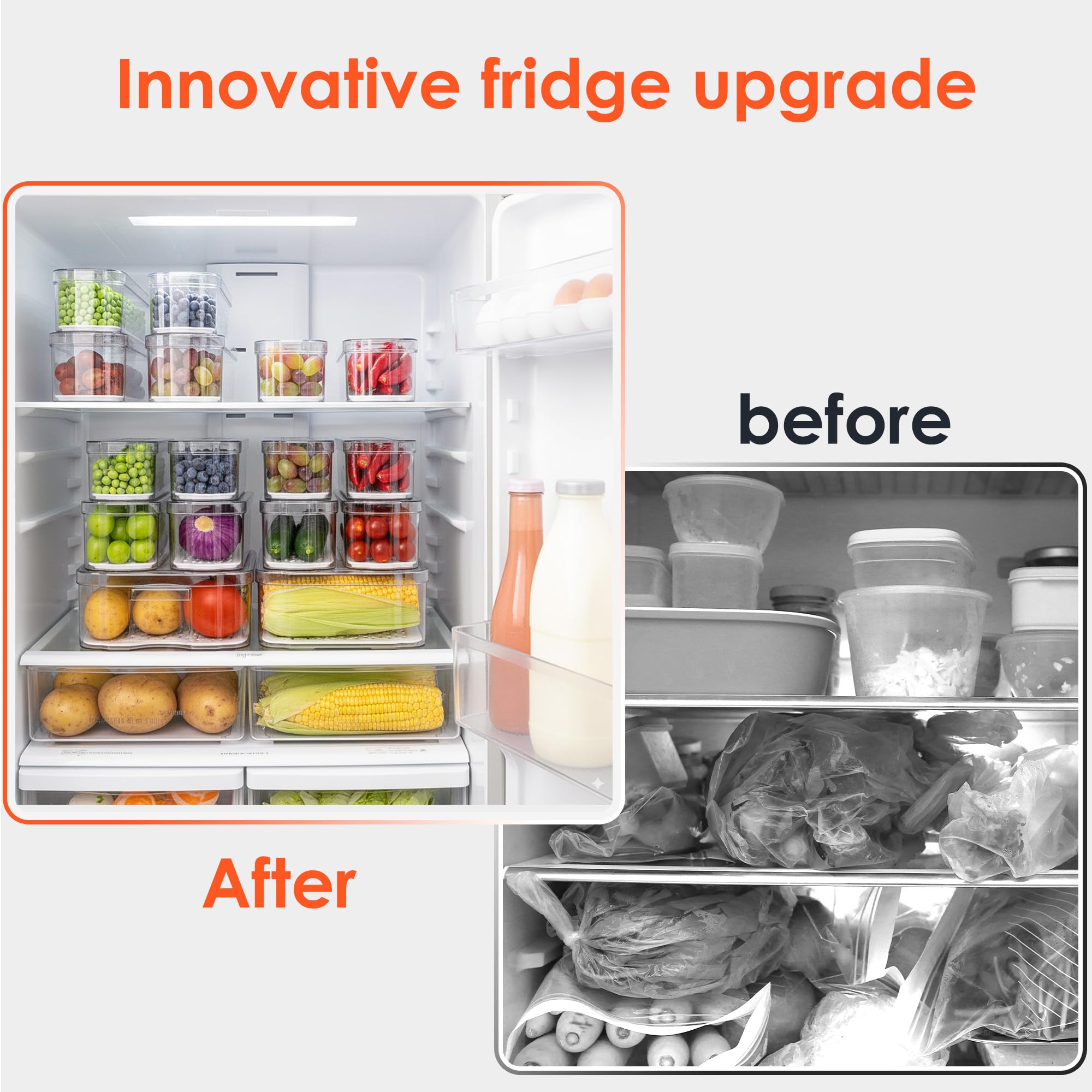 SMRCAD fridge organizers transparent design lets you see contents at a glance.